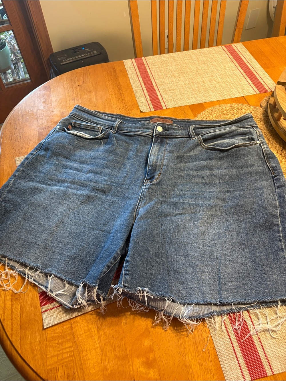 Judy Blue Distressed Medium Blue Denim Cutoff Shorts